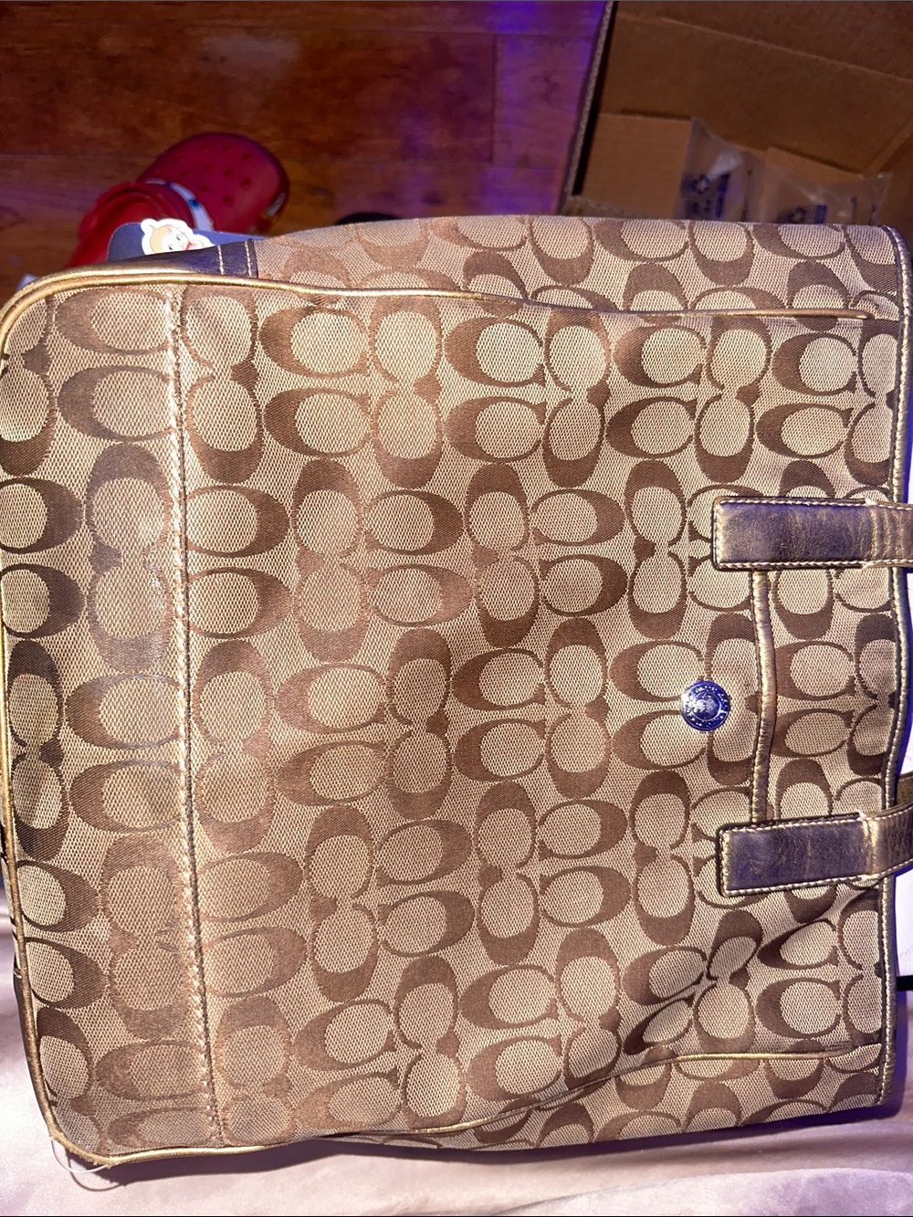 Coach Monogram Canvas Tote in Brown and Dark Brown